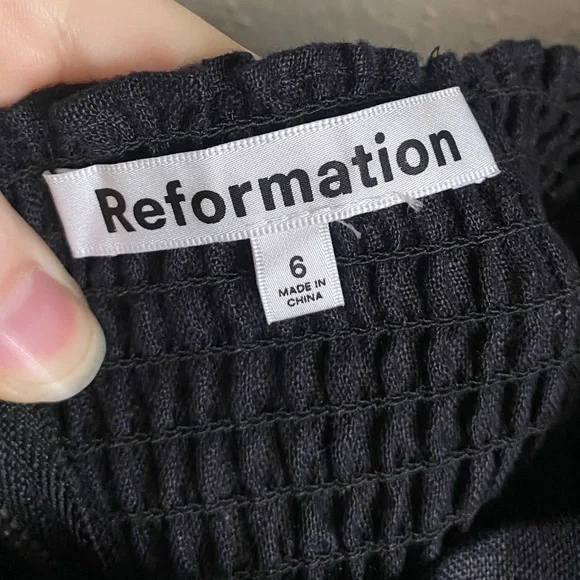 Reformation Black Linen Denver Midi Dress - Picture 5 of 8